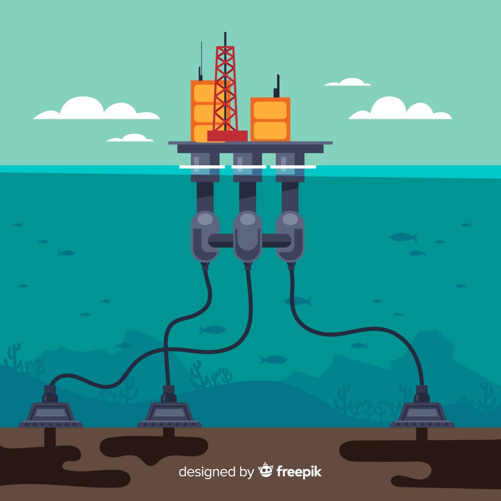 Illustration d’un forage profond en mer et ses impacts sismiques
