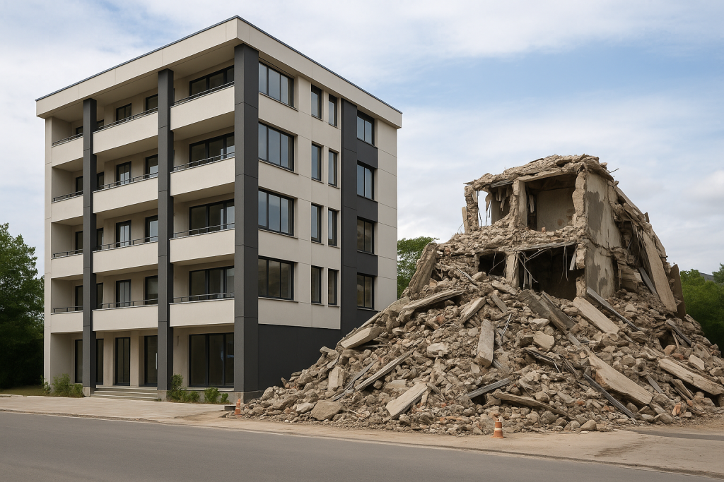 Bâtiment moderne conçu pour résister aux tremblements de terre